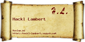 Hackl Lambert névjegykártya